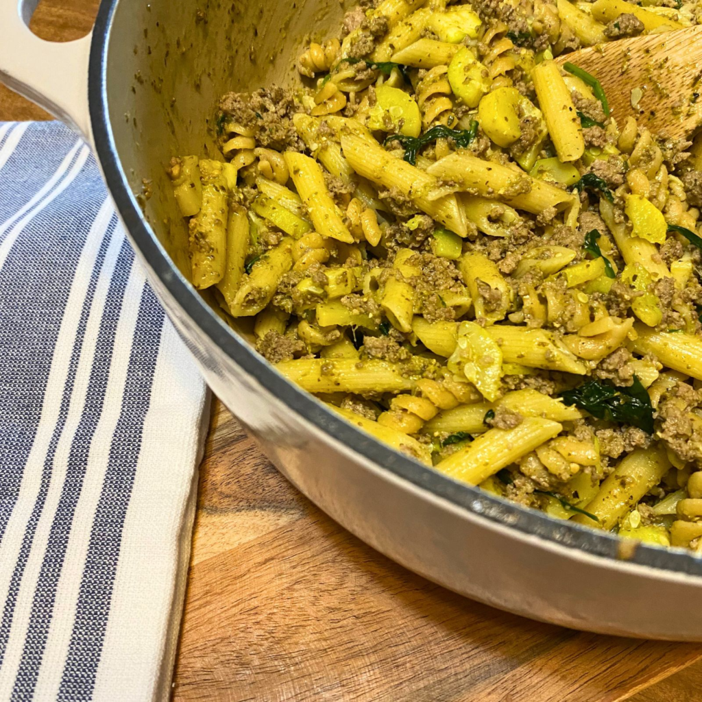 Turkey Pesto Pasta in Pot