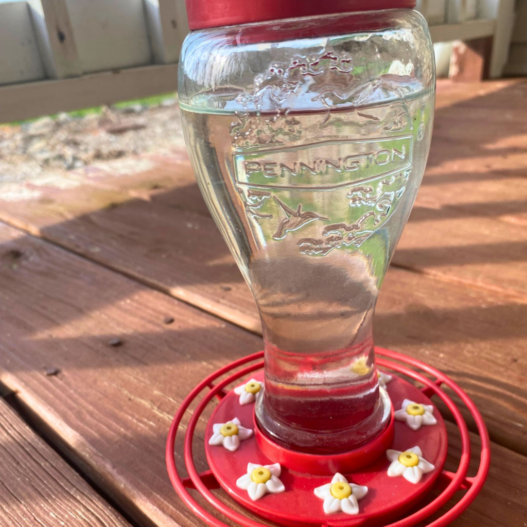 Red hummingbird feeder