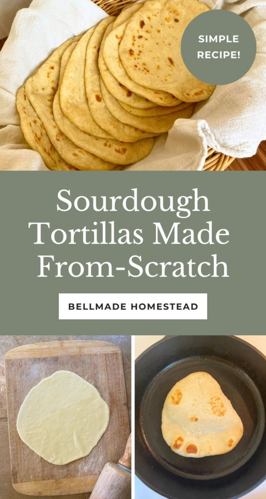 Pinterest Image - Sourdough tortillas in a basket